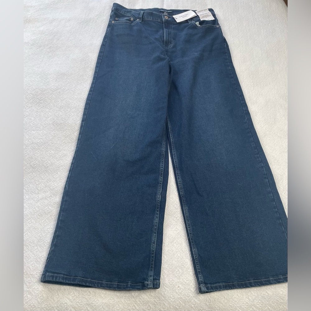 Calvin Klein Jeans Dark‎ Blue Wide  Leg ~Sz 16 or 33W ~ Casual or Weekender